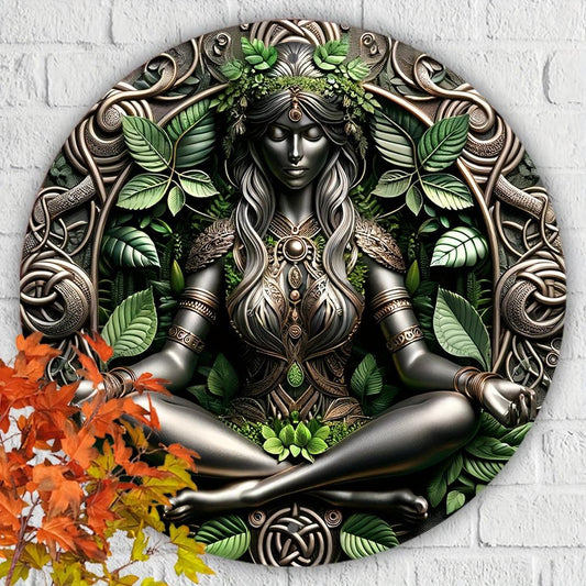 Gaia Goddess Earth Metal Sign Mother Earth Wall Art Pagan Decor-MoonChildWorld