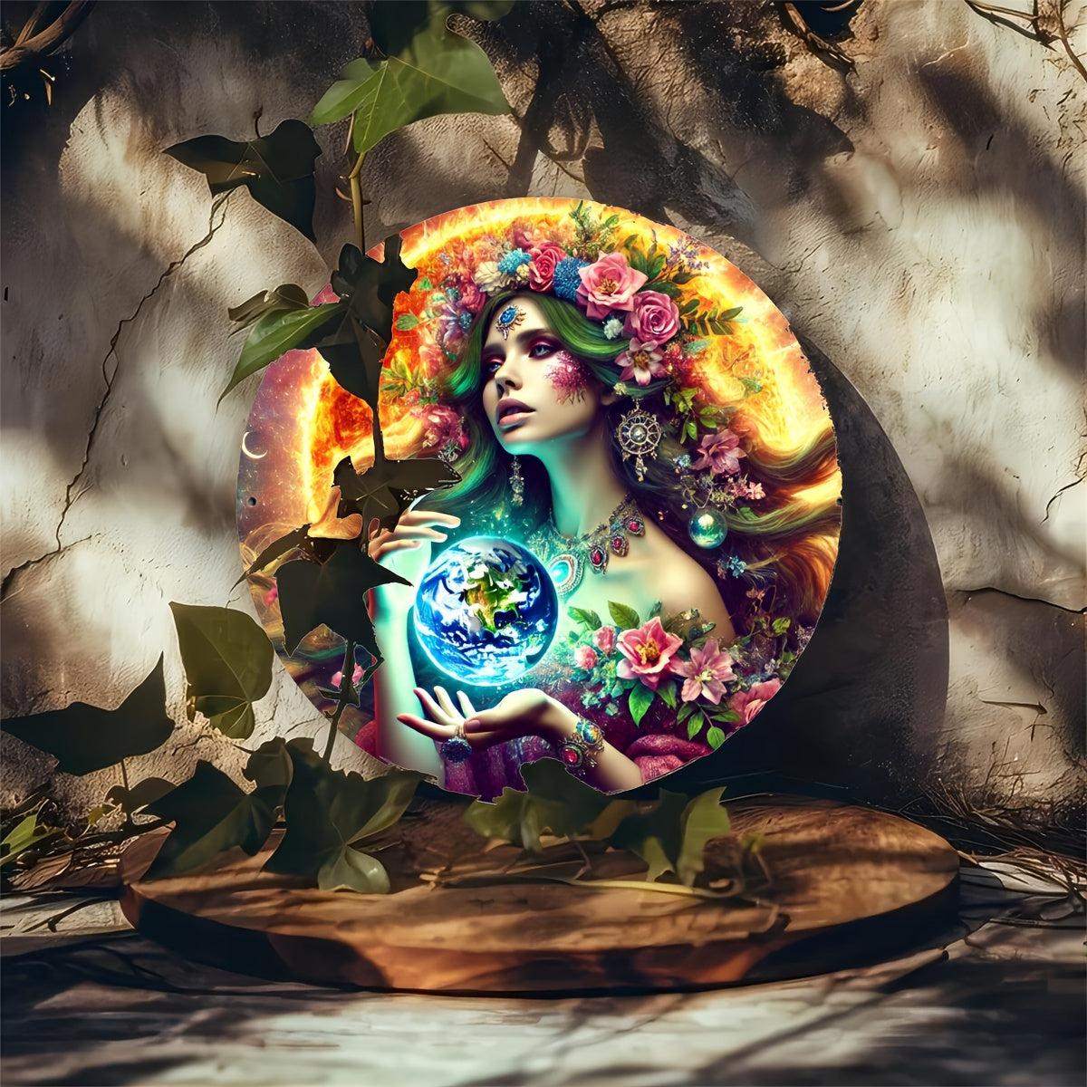 Gaia Goddess Earth Metal Sign Mother Earth Wall Decor-MoonChildWorld
