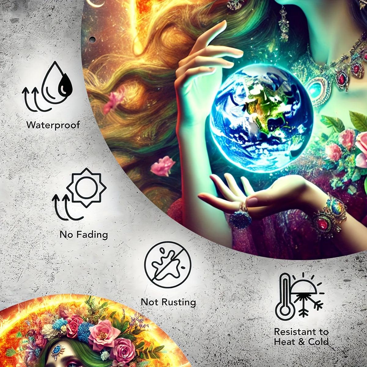 Gaia Goddess Earth Metal Sign Mother Earth Wall Decor-MoonChildWorld