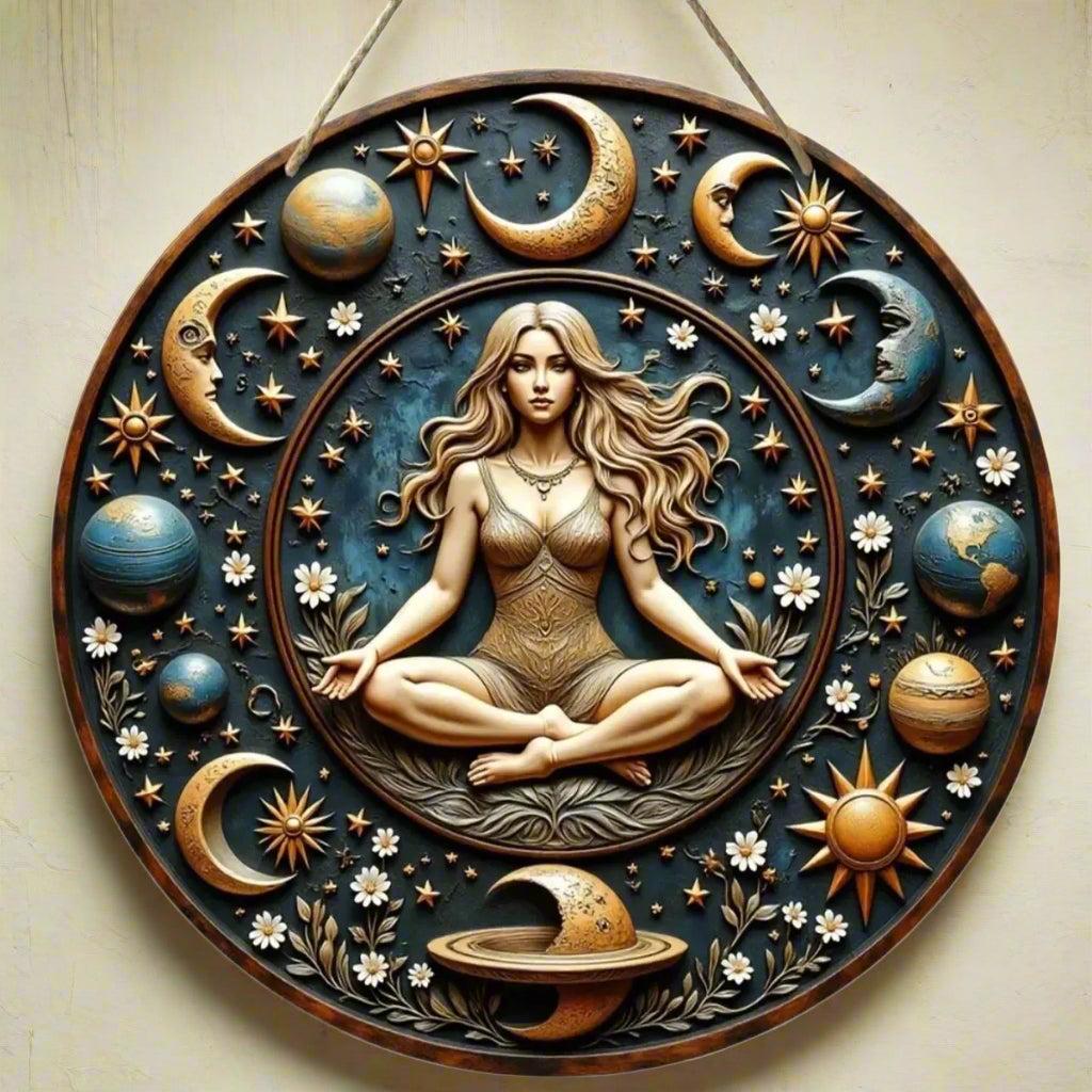 Gaia Goddess Earth Mother Wooden Sign - Earth Goddess Pagan Hanging Sign Wall Decor-MoonChildWorld