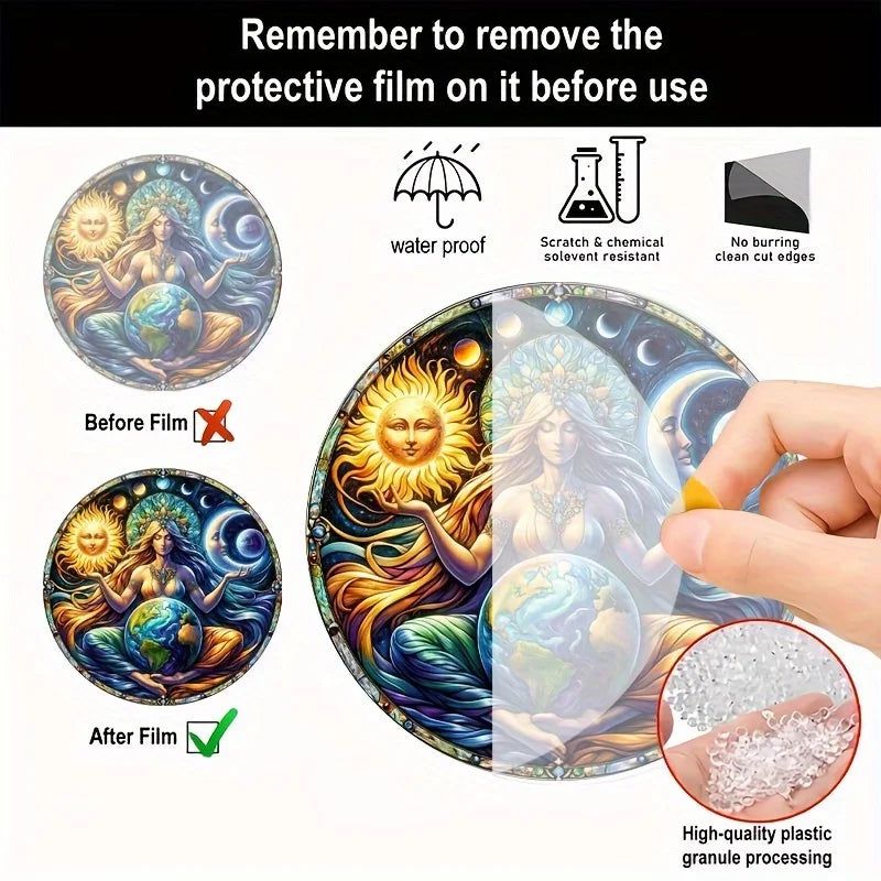 Gaia Goddess Suncatcher Wicca Pagan Acrylic Round Sign Mother Earth Suncatcher-MoonChildWorld