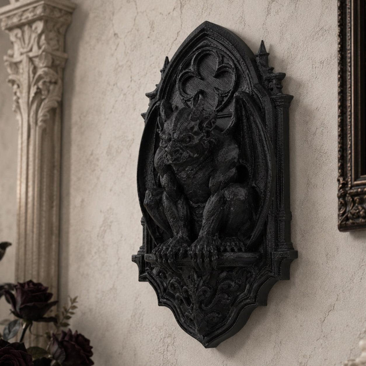 Gargoyle wall plaque – gothic altar wall decor detail