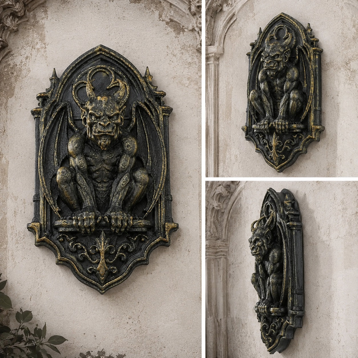 Grotesque relief plaque – protective guardian wall hanging