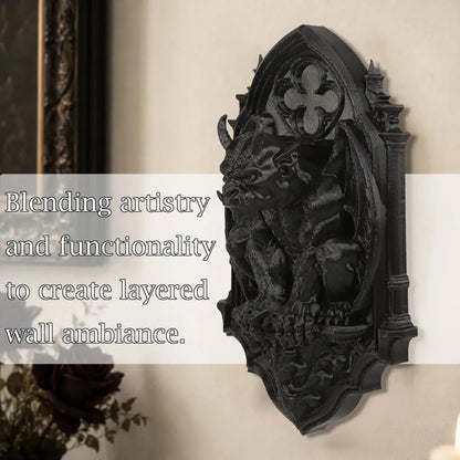 Gothic gargoyle relief – castle style wall hanging side view