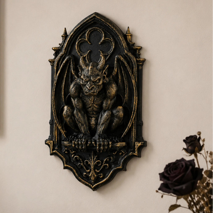 Church gargoyle relief – dark academia wall art display