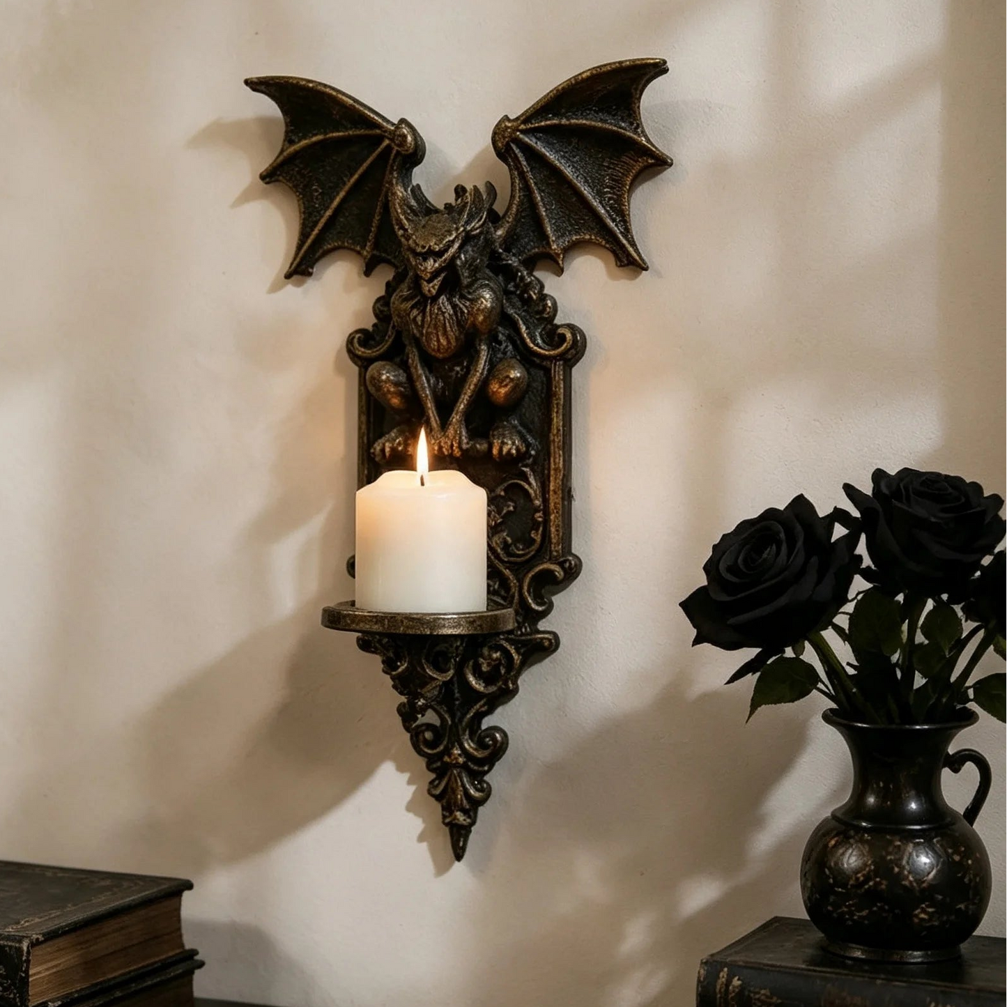 Gargoyle Wall Candle Holder Gothic Resin Wall Sconce Decor-MoonChildWorld