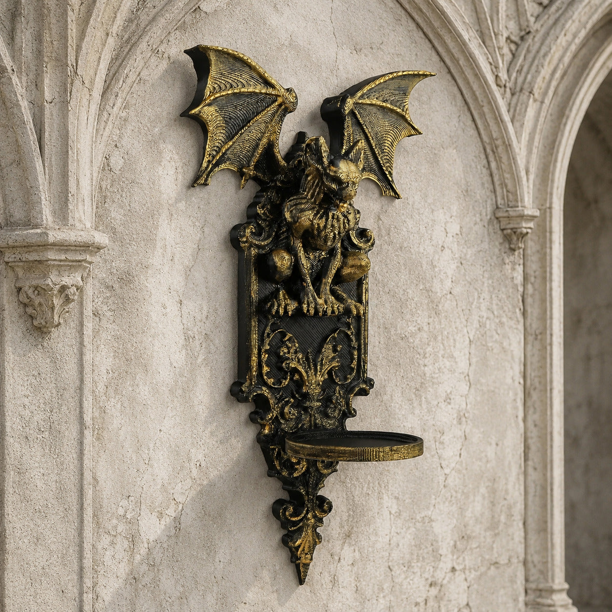 Gargoyle Wall Candle Holder Gothic Resin Wall Sconce Decor-MoonChildWorld