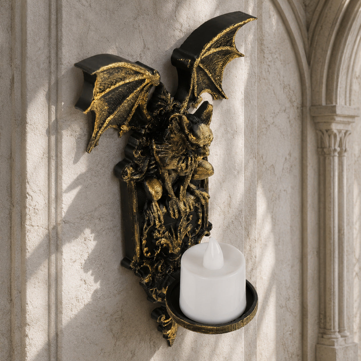 Gargoyle Wall Candle Holder Gothic Resin Wall Sconce Decor-MoonChildWorld