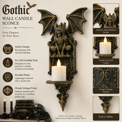 Gargoyle Wall Candle Holder Gothic Resin Wall Sconce Decor-MoonChildWorld