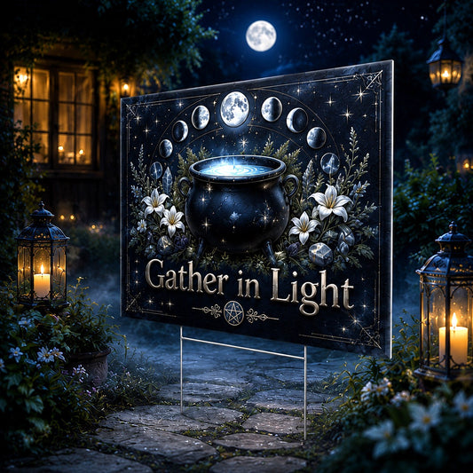 Gather in Light Wicca Yard Sign - front view