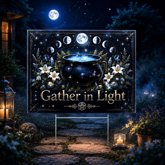 Gather in Light Wicca Yard Sign - garden display