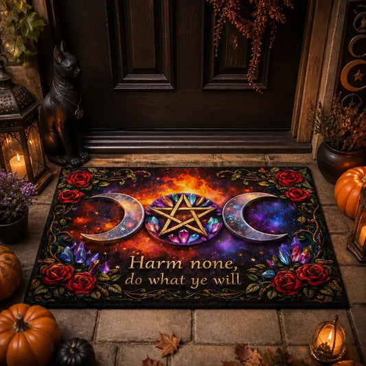 Magic Pentagram & Triple Moon Doormat – Pagan Spiritual Welcome Mat for Wiccan Altar Room_mockup_1.webp