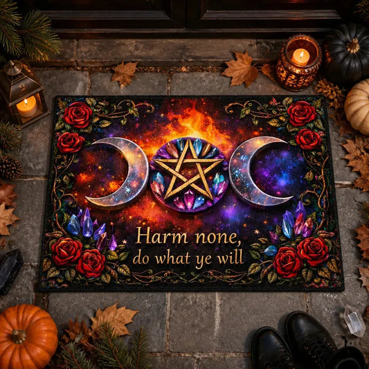 Magic Pentagram & Triple Moon Doormat – Pagan Spiritual Welcome Mat for Wiccan Altar Room_mockup_3.webp