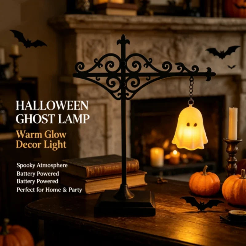 Halloween ghost lamp banner - warm glow battery powered decor light