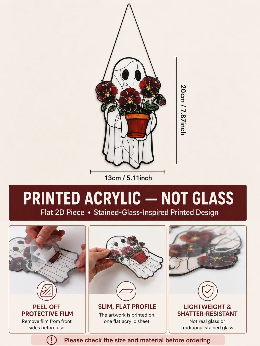 Size reference for the ghost flower pot suncatcher