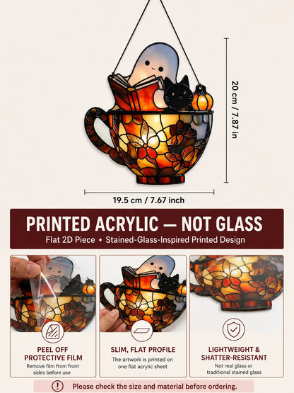 Size reference for the ghost reading a book suncatcher