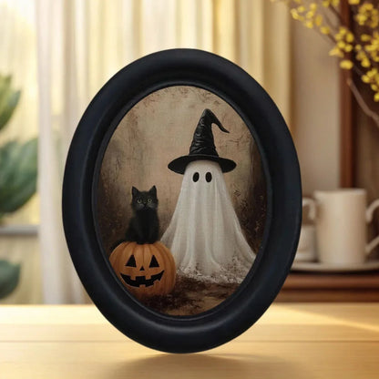 Ghostly Pumpkin Black Cat Wall Decoration – front view