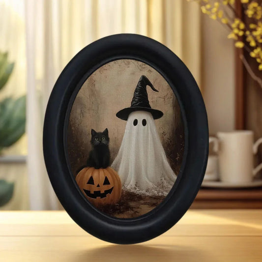 Ghostly Pumpkin Black Cat Wall Decoration – front view