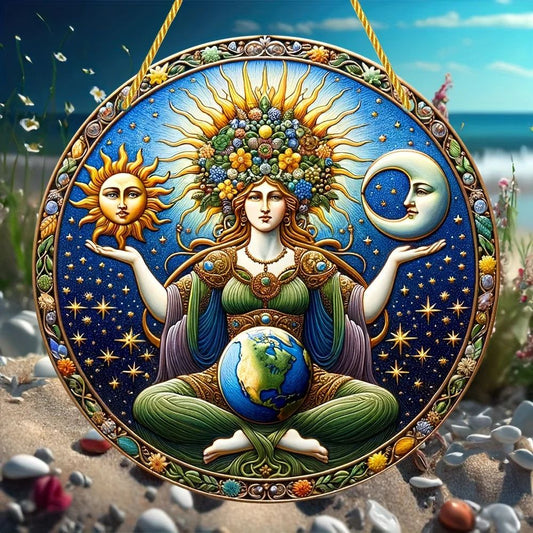 Gaia Goddess Suncatcher Wicca Pagan Acrylic Round Sign Mother Earth Suncatcher-MoonChildWorld