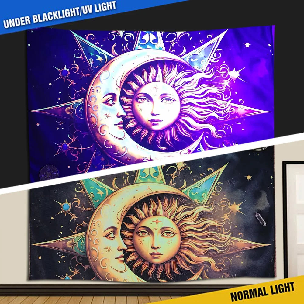 Glow Sun Moon Mandala Tarot Altar Cloth-MoonChildWorld