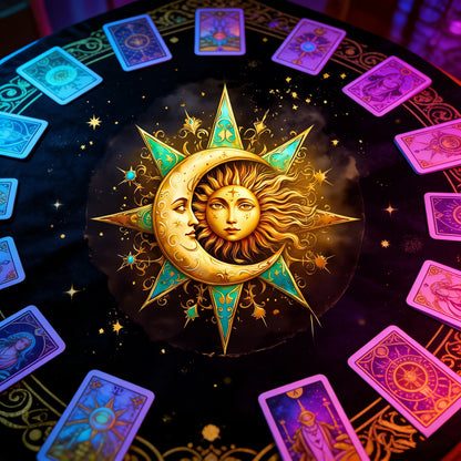 Glow Sun Moon Mandala Tarot Altar Cloth-MoonChildWorld