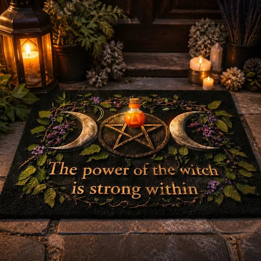 Magic Pentagram & Triple Moon Doormat – Pagan Spiritual Welcome Mat for Wiccan Altar Room_mockup_2.webp