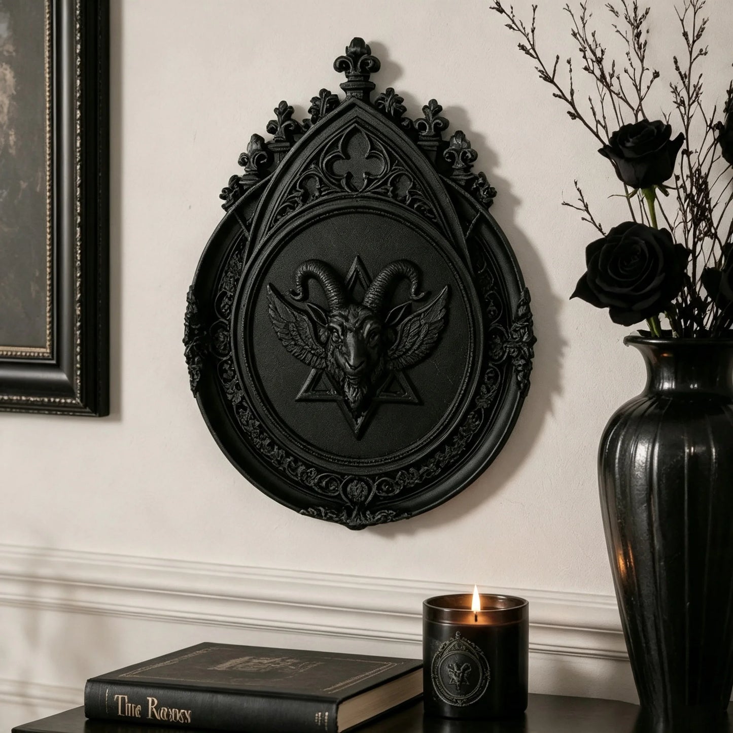 Goat Head Relief Wall Plaque Gothic Resin Vintage Wall Decor-MoonChildWorld