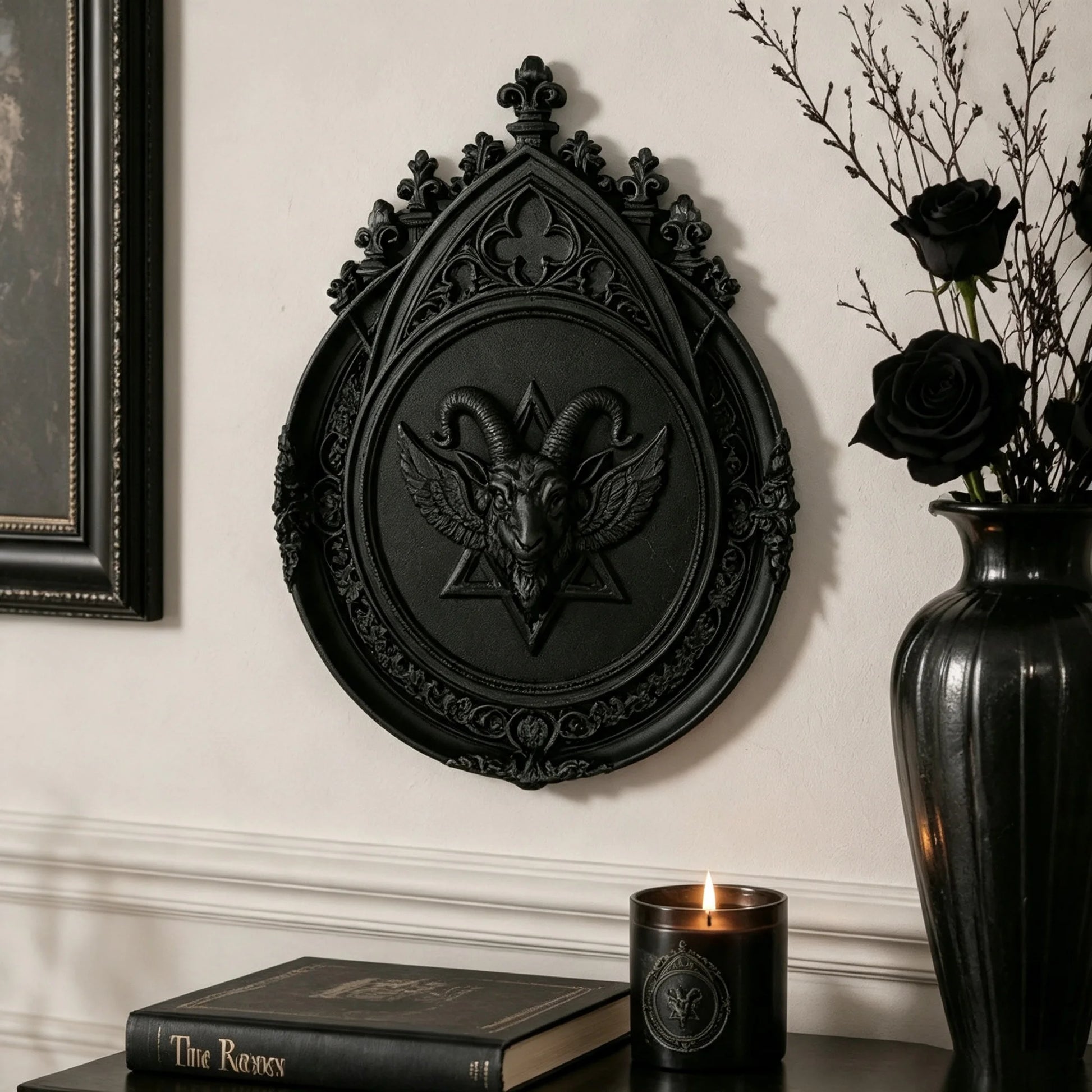 Goat Head Relief Wall Plaque Gothic Resin Vintage Wall Decor-MoonChildWorld