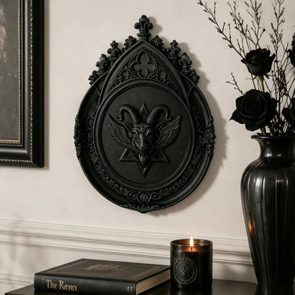 Goat Head Relief Wall Plaque Gothic Resin Vintage Wall Decor-MoonChildWorld