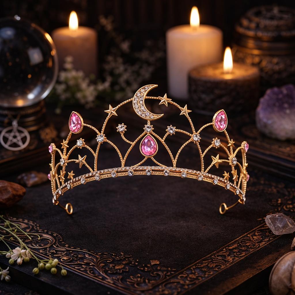Goddess Moon Crown - Celestial Moon Star Tiara - Wiccan and Pagan Hair Accessories-MoonChildWorld