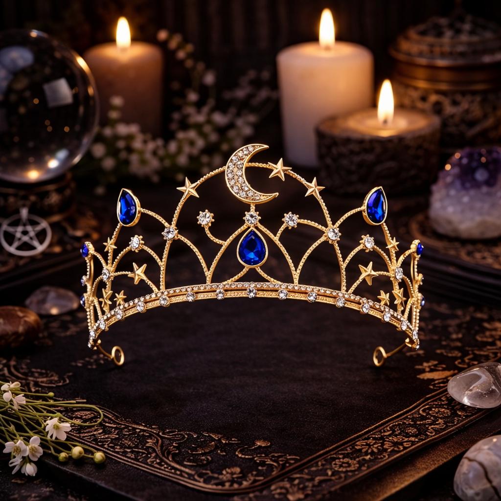 Goddess Moon Crown - Celestial Moon Star Tiara - Wiccan and Pagan Hair Accessories-MoonChildWorld