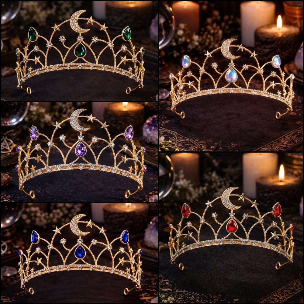Goddess Moon Crown - Celestial Moon Star Tiara - Wiccan and Pagan Hair Accessories-MoonChildWorld