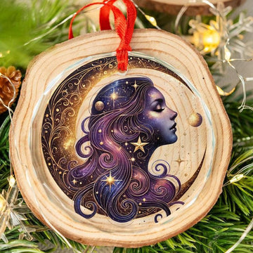 Goddess Moon Glass Ornament Wicca Christmas Ornament-MoonChildWorld