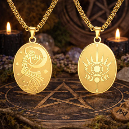 Moon Goddess Necklace Goddess of Night Pendant Double-sided Wicca Pagan Amulet Jewelry-MoonChildWorld