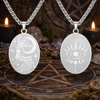 Moon Goddess Necklace Goddess of Night Pendant Double-sided Wicca Pagan Amulet Jewelry-MoonChildWorld