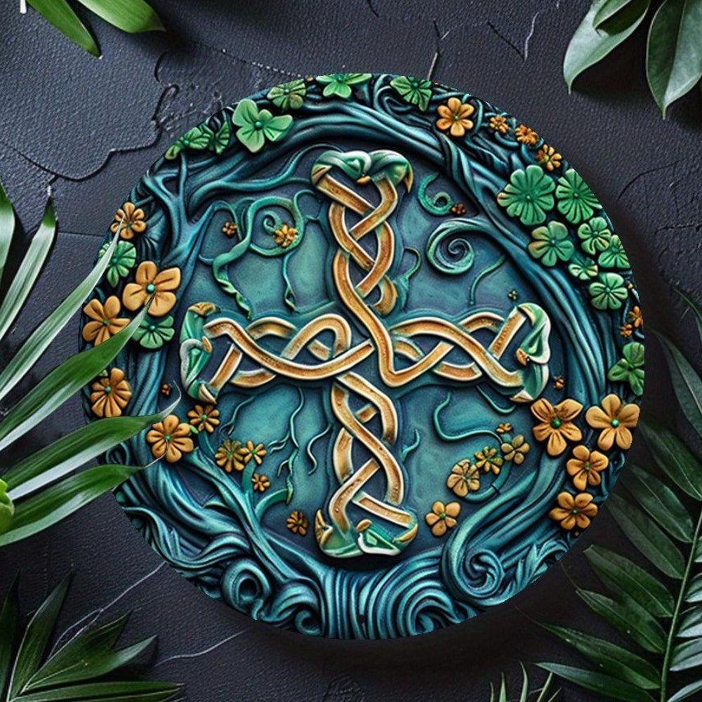 Celtic Knot Celtic Cross Metal Sign Pagan Decor-MoonChildWorld