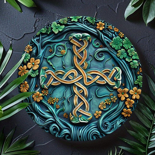 Celtic Knot Celtic Cross Metal Sign Pagan Decor-MoonChildWorld