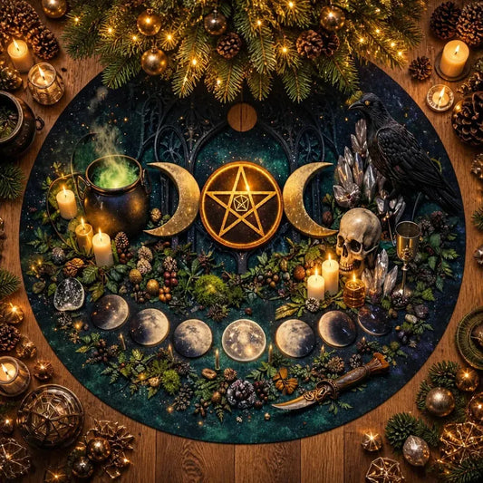Skull Pentagram Yule Tree Skirt – Pagan Witchy Gothic Decor_mockup_1.webp