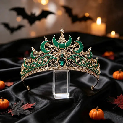 Gold Moon & Spider Tiara, Witch Queen Halloween Crown, product view 6 of 9