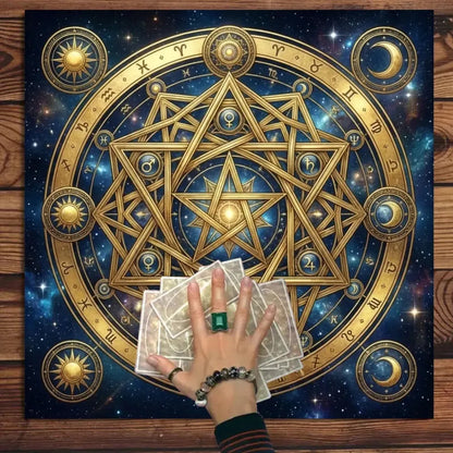 Astrological zodiac golden ritual altar cloth – cosmic witchcraft tarot divination and meditation mat