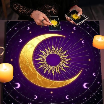 Golden Sun Moon Phase Tarot Altar Cloth-MoonChildWorld