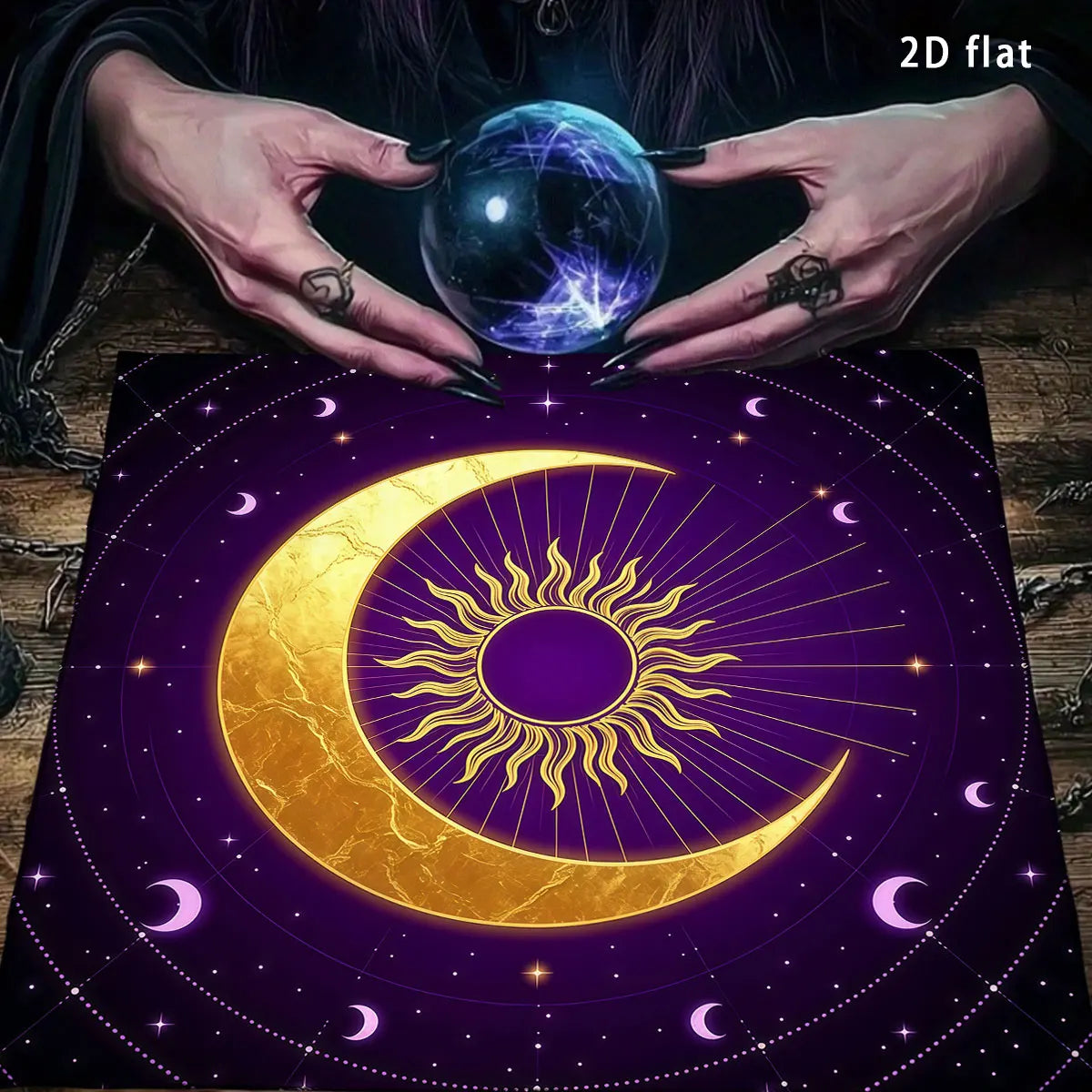 Golden Sun Moon Phase Tarot Altar Cloth-MoonChildWorld