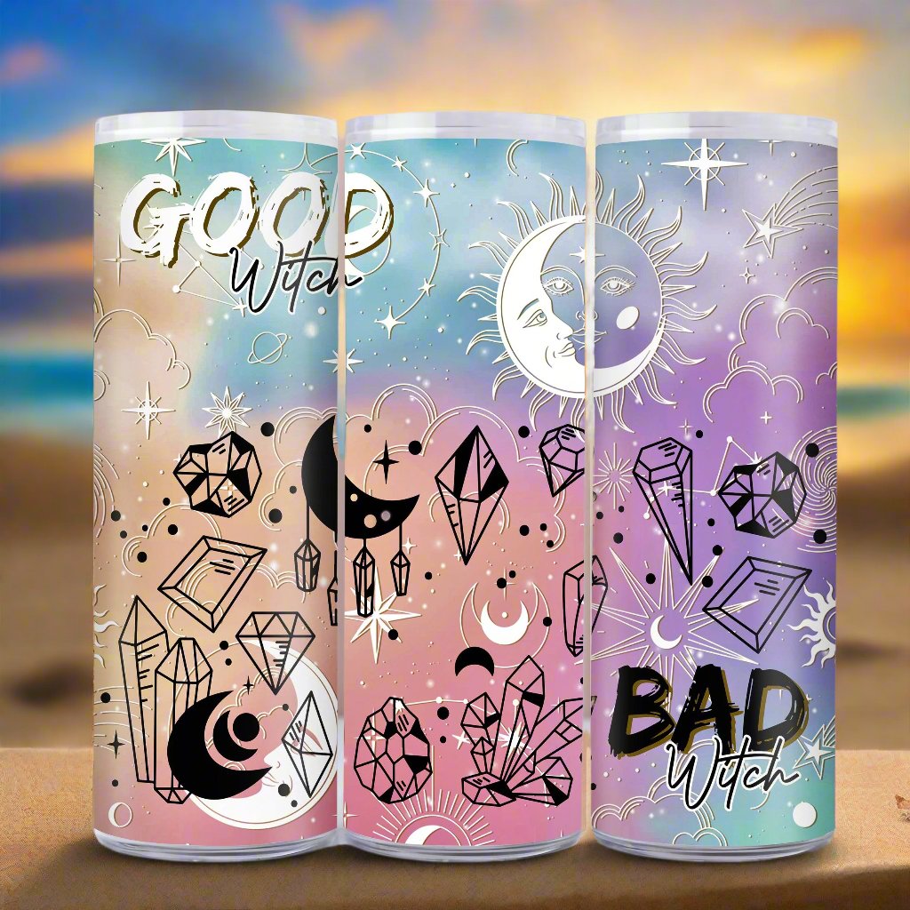 Good Witch Bad Witch Skinny Tumbler-MoonChildWorld