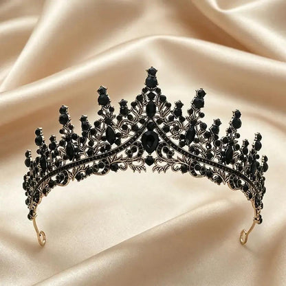 Gorgeous Mysterious Red & Black Rhinestone Crown - Witchy Hair Accessories for Halloween-MoonChildWorld