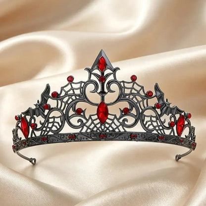 Gorgeous Mysterious Red Rhinestone Crown - Witchy Hair Accessories for Halloween-MoonChildWorld