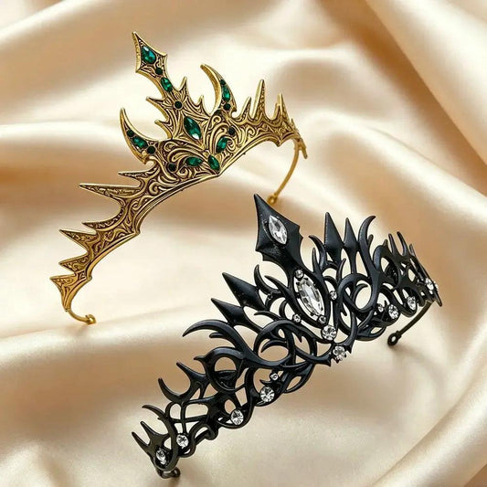 Gorgeous Mysterious Rhinestone Crown Witchy Hair Accessories for Halloween-MoonChildWorld