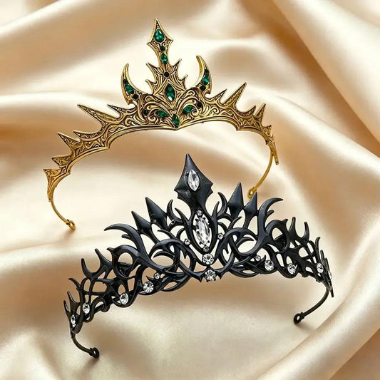 Gorgeous Mysterious Rhinestone Crown Witchy Hair Accessories for Halloween-MoonChildWorld
