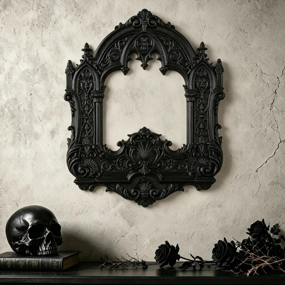 Gothic Arch Carved Hollow Wall Frame – front view