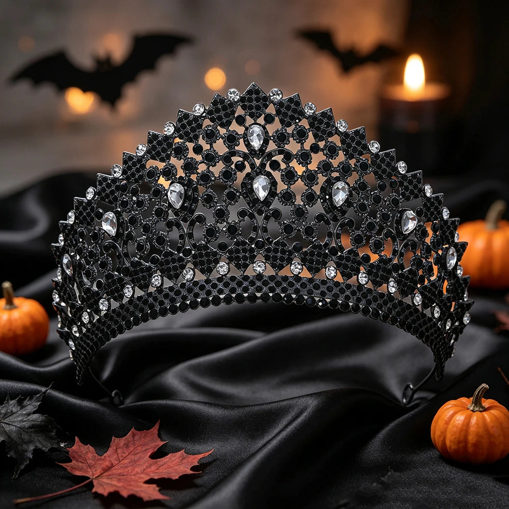 Gothic baroque witch king crown with crystal detailing