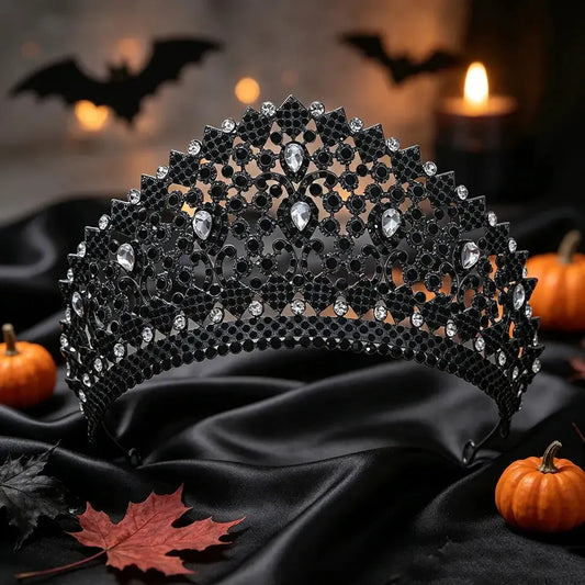Gothic baroque witch king crown with crystal detailing